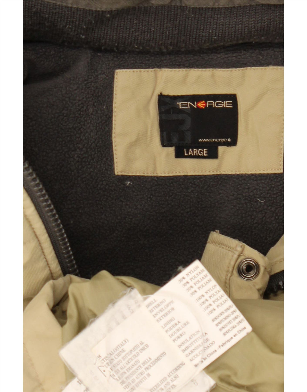 Energie Herren-Jacke mit Kapuze, gepolstert, UK 40, Größe L, beige, Nylon