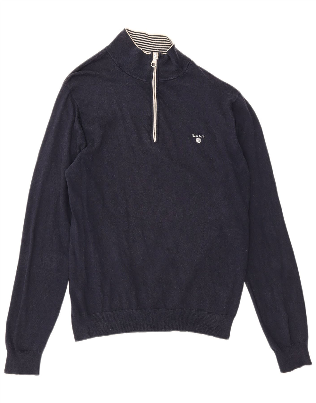 Gant Herren-Pullover mit Reißverschluss am Hals, mittlere marineblaue Baumwolle