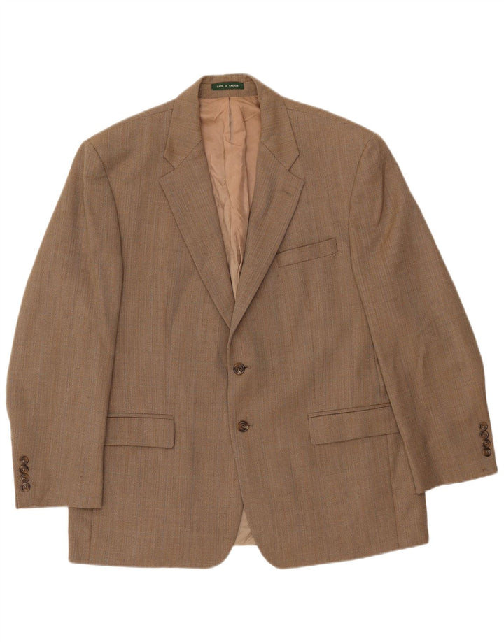 Ralph Lauren Herren-Blazer mit 2 Knöpfen, UK 44, XL, beige, Fischgrätenmuster, Wolle