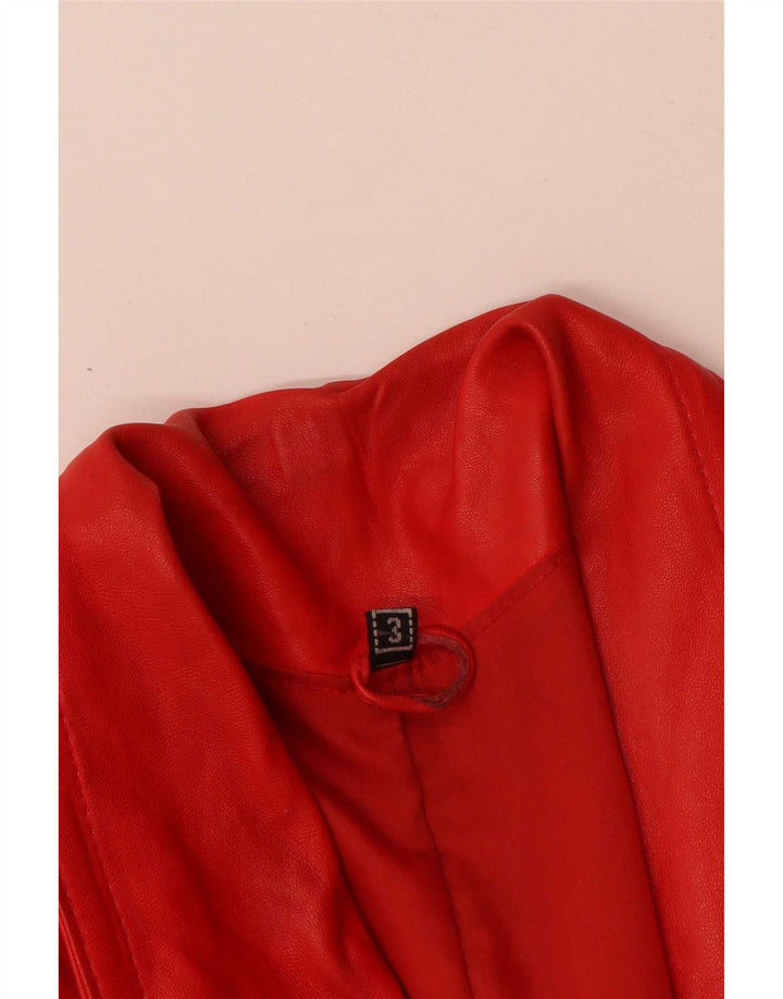Vintage Damen Übergroßer Ledermantel UK 18 XL Rot