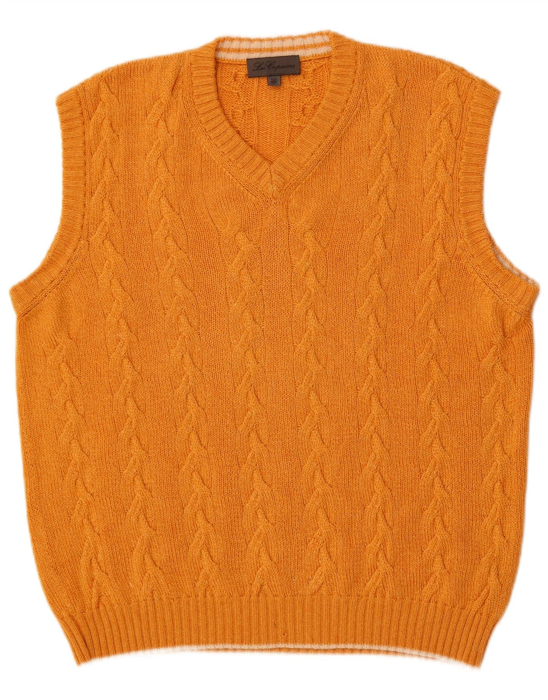 Les Copains Herren Weste Tank Top IT 50 Mittelorange Wolle