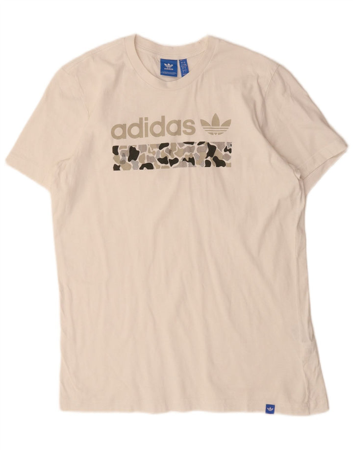 Adidas Herren T-Shirt mit Grafik, groß, aus weißer Baumwolle