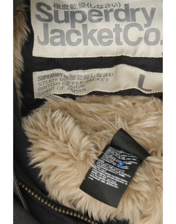 Superdry Damen Bomberjacke mit Kapuze, UK 16, Größe L, Grau, Baumwolle