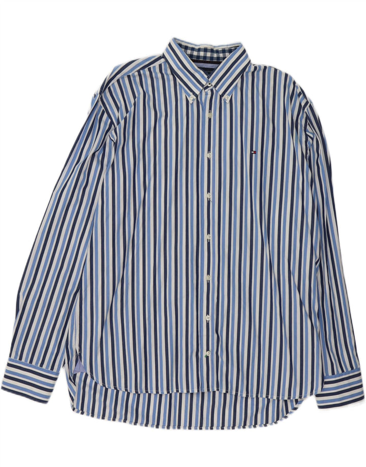 TOMMY HILFIGER Herrenhemd XL blau gestreift aus Baumwolle