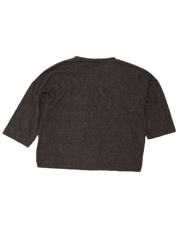 Zara Damen Top 3/4 Ärmel UK 16 Large Grau Polyester
