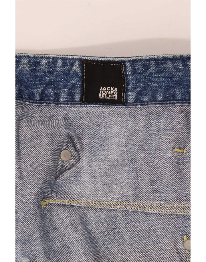 Jack & Jones Herren Cargo Distressed Cropped Jeans W30 L25 Blau