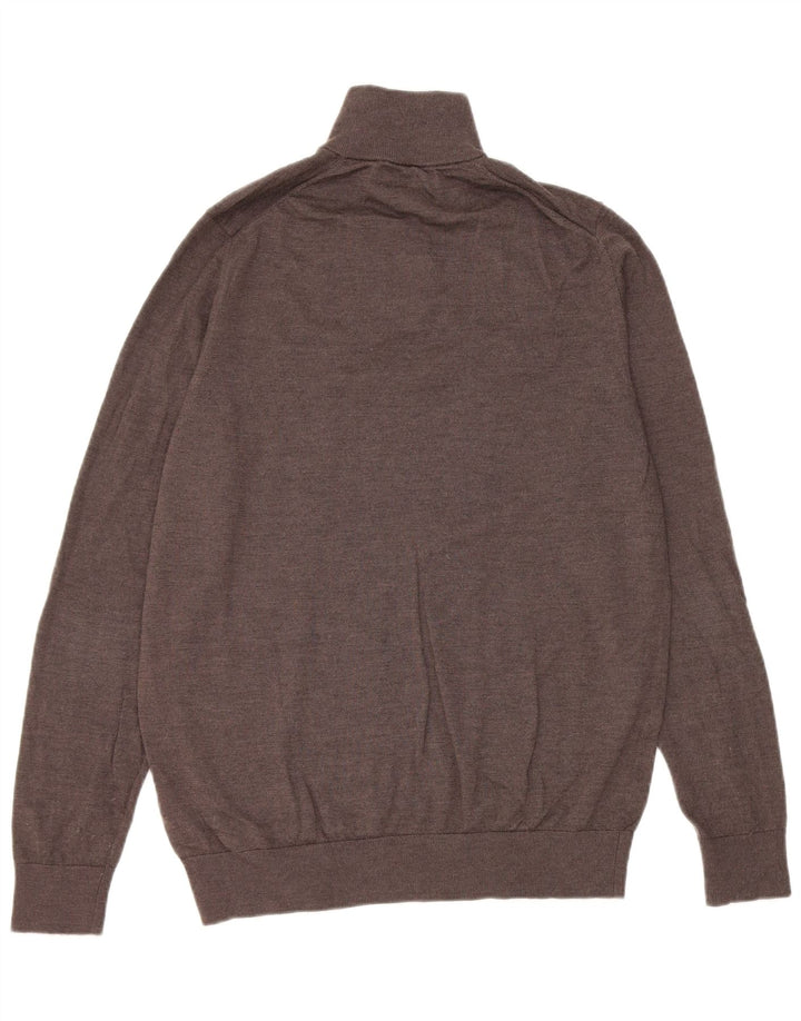 Marks & Spencer Herren Autograph Pullover mit Reißverschluss am Hals, Größe L, Braun