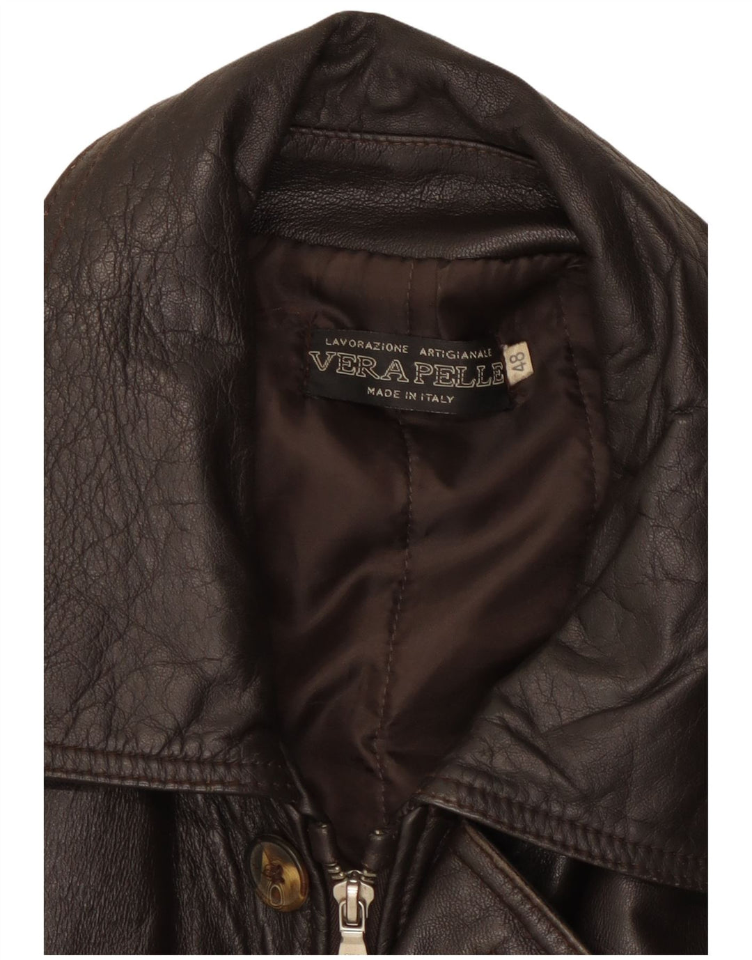 Lavorazione Artigianale Herren Lederjacke IT 48 Mittelbraunes Leder