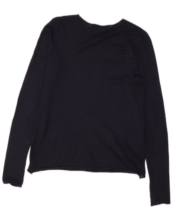 Zara Damen-Pullover mit U-Boot-Ausschnitt, Gr. 12, mittleres Marineblau