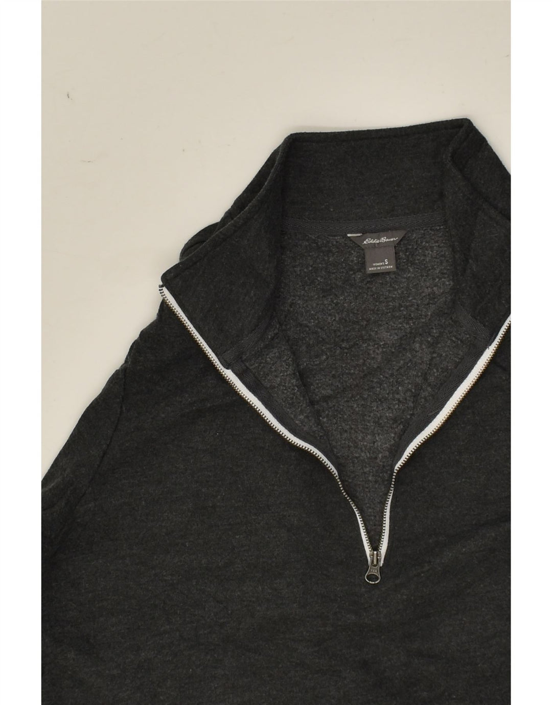 EDDIE BAUER Womens Zip Neck Sweatshirt Jumper UK 10 Small Grey Cotton | Vintage Eddie Bauer | Thrift | Second-Hand Eddie Bauer | Used Clothing | Messina Hembry 