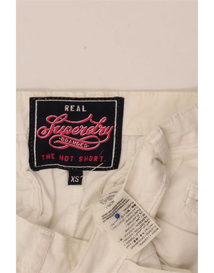 Superdry Damen Hotpants XS W27 Weiße Baumwolle