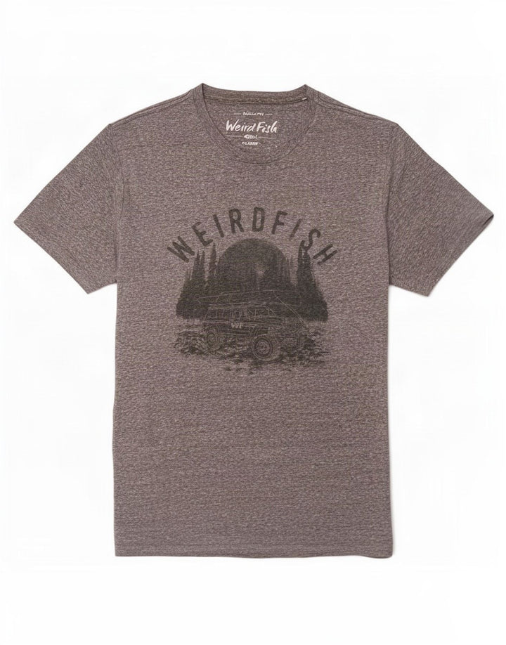 Weird Fish Herren-T-Shirt mit Grafik, XL, grau meliert, Polyester