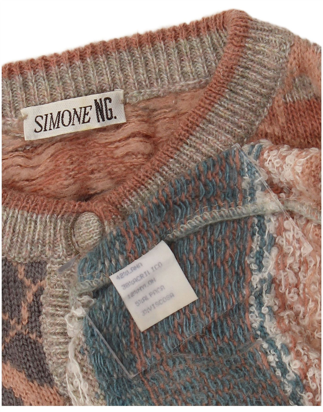 SIMONE Damen-Cardigan-Pullover UK 16 Große mehrfarbige Blumenwolle