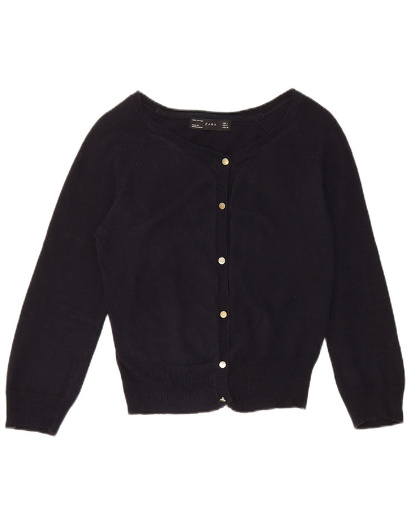 Zara Damen Crop Cardigan Pullover UK 14 Large Marineblau