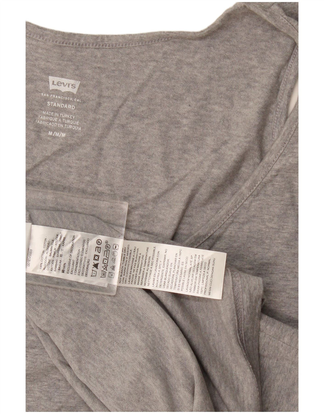 Levi's Herren Standard-Trägershirt aus mittelgrau gesprenkelter Baumwolle