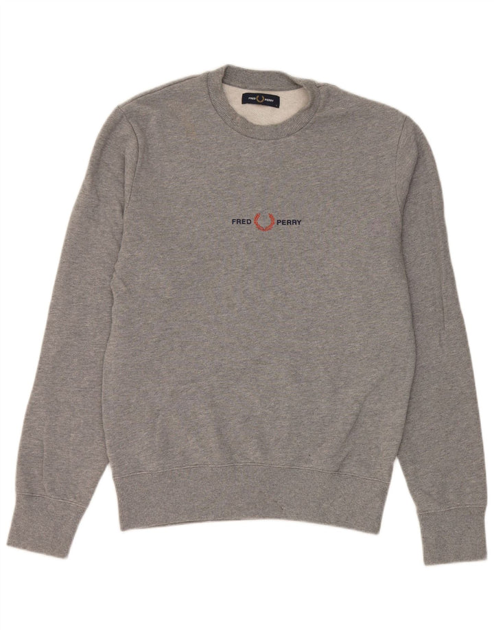 Fred Perry Herren-Sweatshirt, Pullover, Größe S, graue Baumwolle