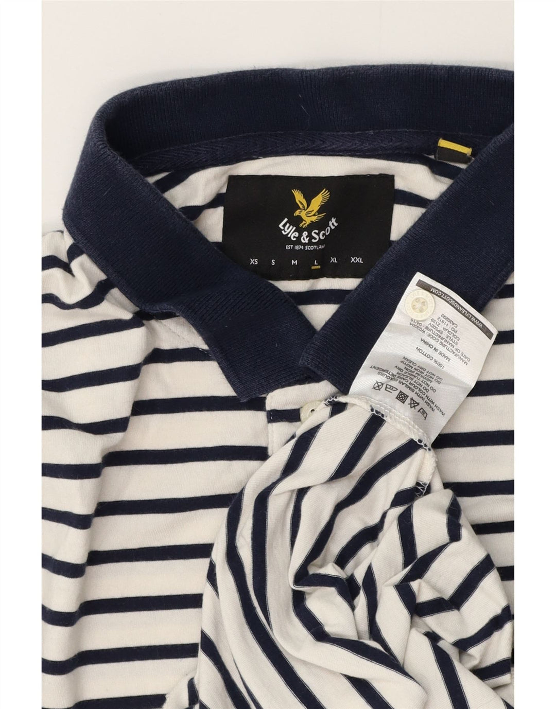 Lyle & Scott Herren-Poloshirt, groß, weiß gestreift, Baumwolle