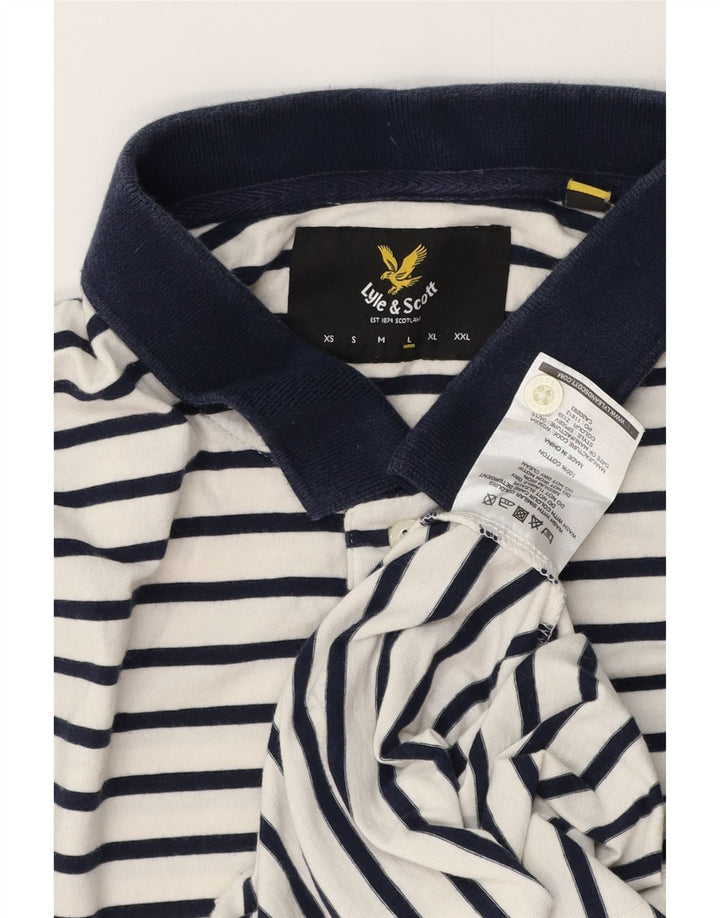 Lyle & Scott Herren-Poloshirt, groß, weiß gestreift, Baumwolle