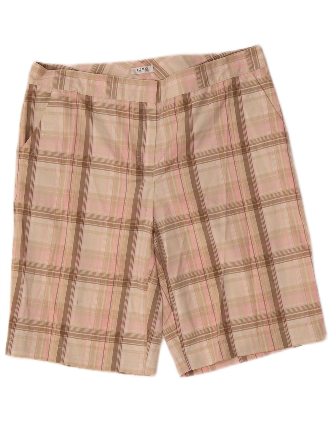 Izod Damen Chinoshorts US 8 Medium W32 Pink Check Polyester