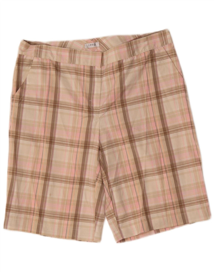 Izod Damen Chinoshorts US 8 Medium W32 Pink Check Polyester