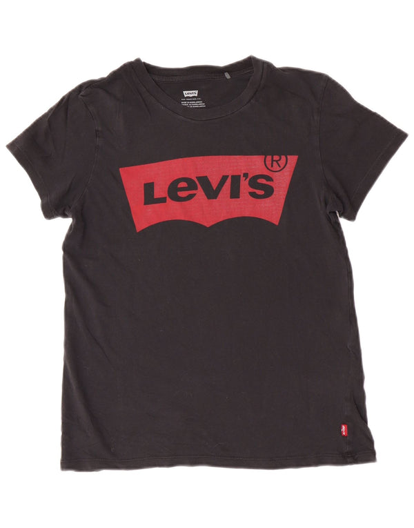 Levi's Womens Graphic T-Shirt Top UK 6 XS Schwarz Baumwolle