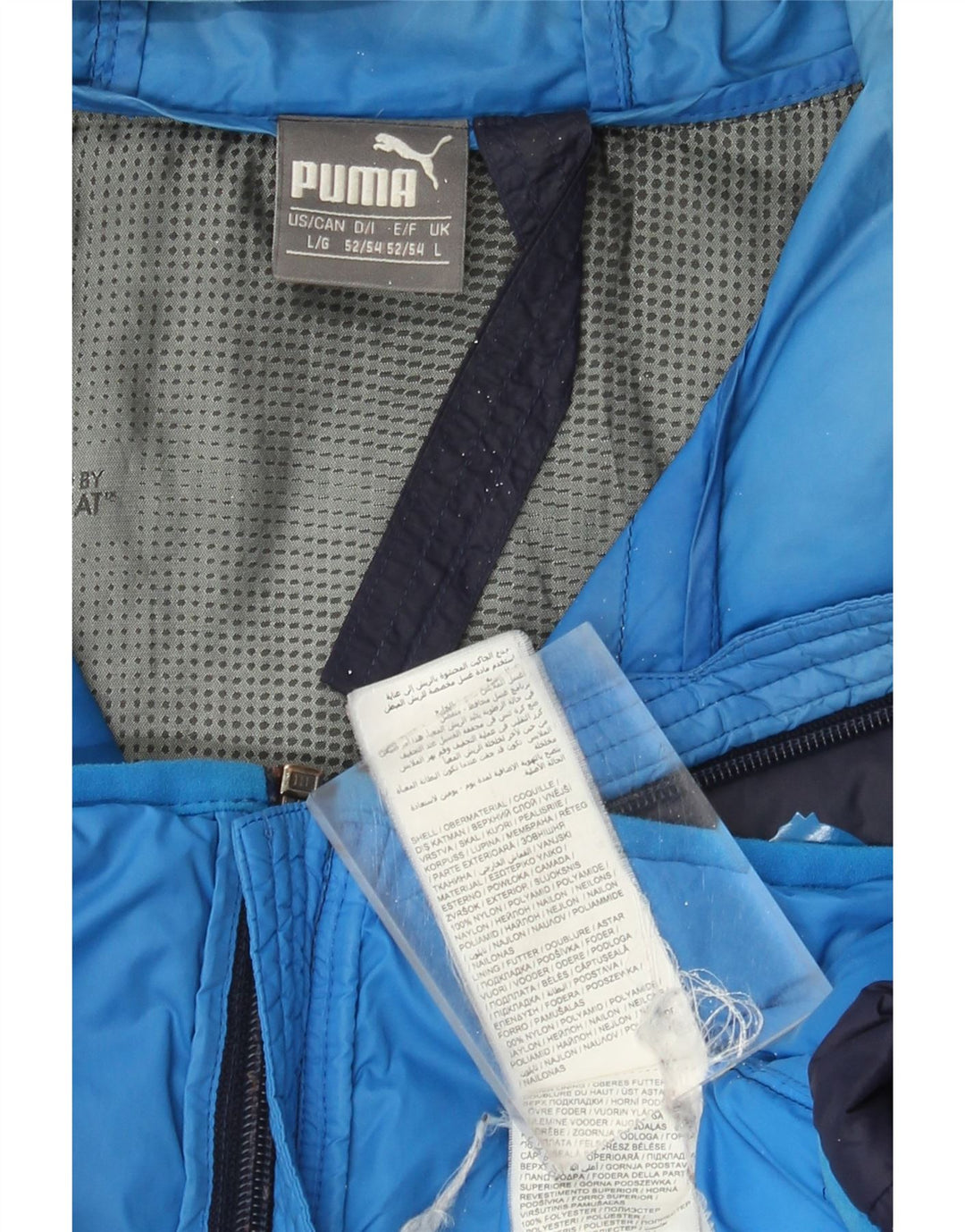 Puma Herren-Kapuzenjacke, gepolstert, Größe 40, groß, marineblaues Nylon