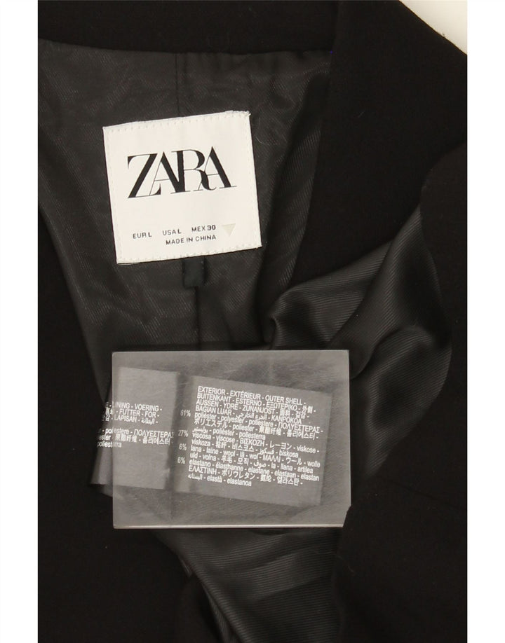 Zara Damen 1-Knopf-Blazerjacke UK 16 Large Schwarz Polyester