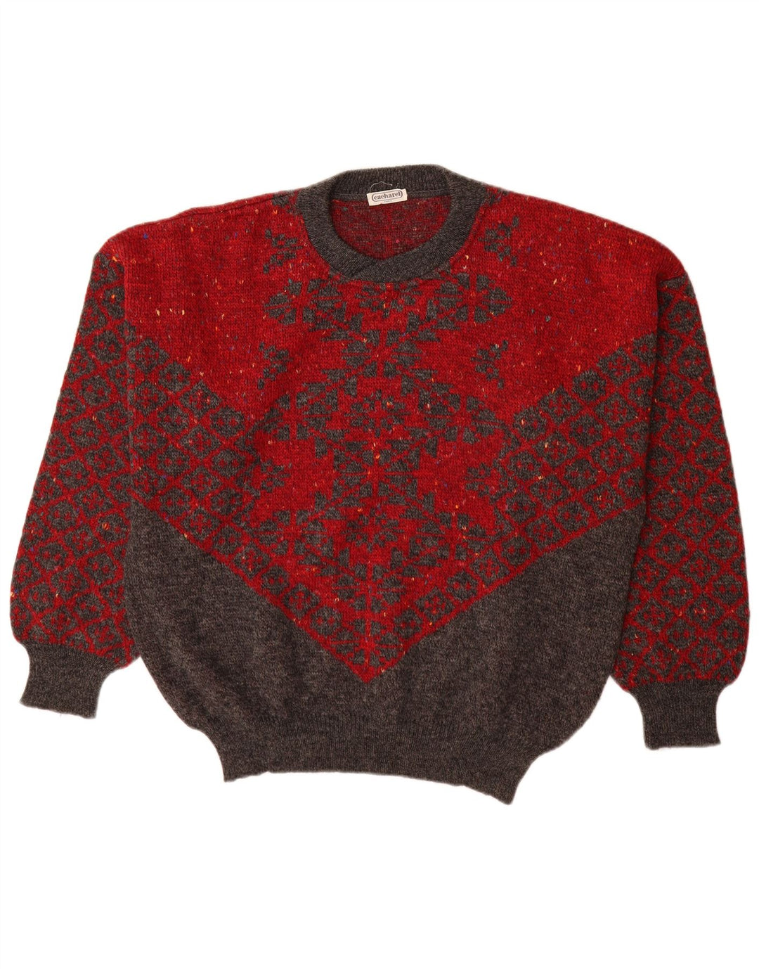 Cacharel Herren Paris Rundhalspullover Pullover IT 54 XL Rote geometrische Wolle