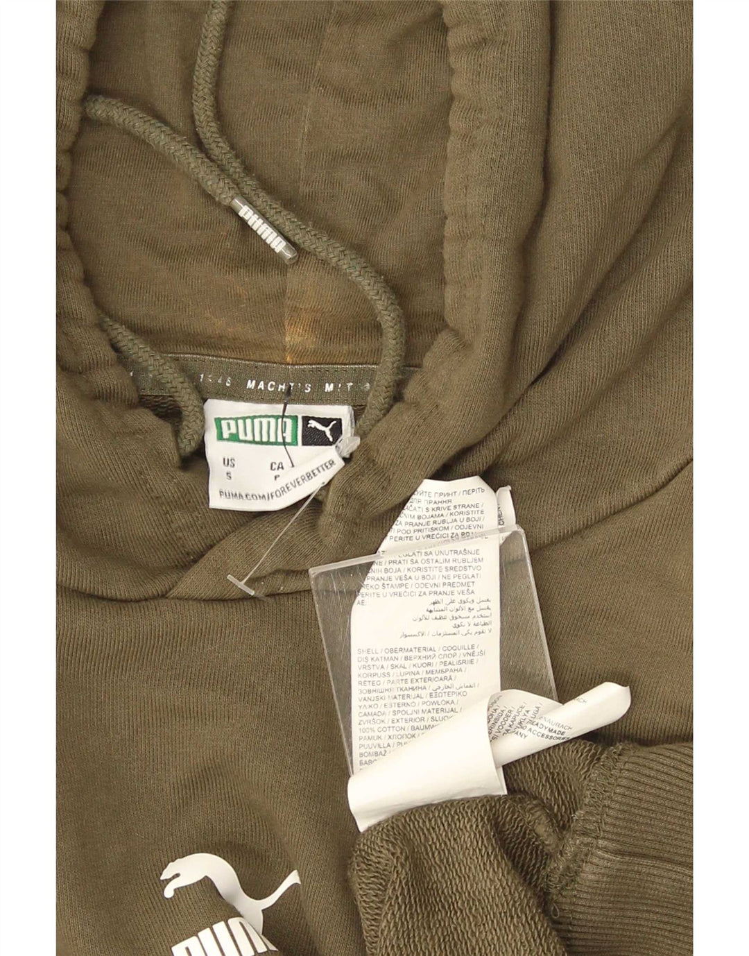 Puma Herren Kapuzenpullover, klein, Khaki, Baumwolle