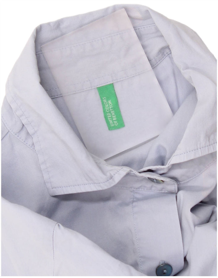 Benetton Damen Kurzarmhemd UK 12 Mittelblau