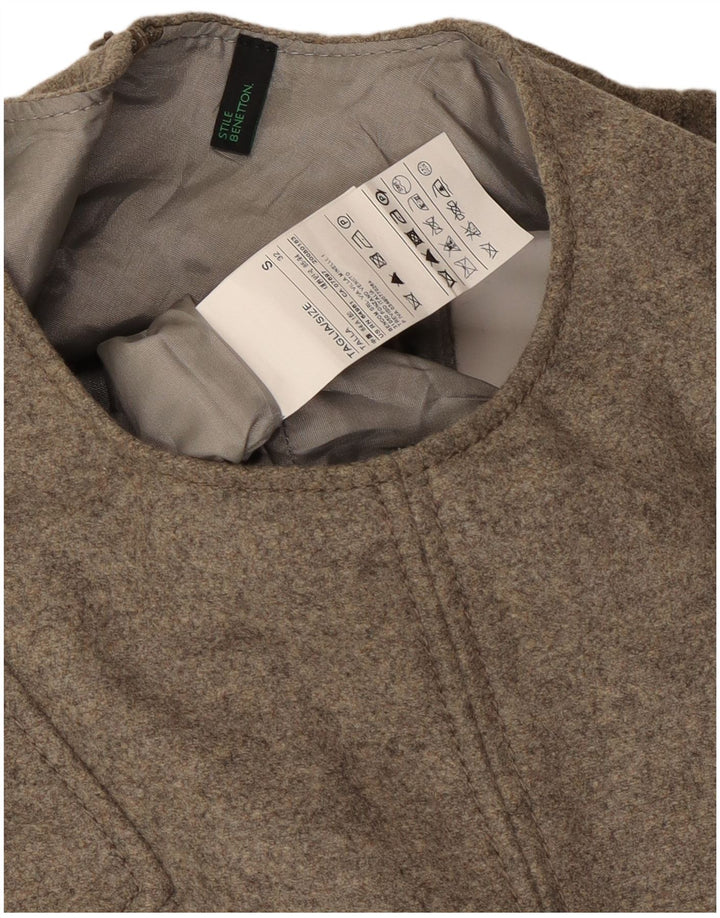 Benetton Damen ärmelloses Etuikleid UK 10 Small Graue Wolle