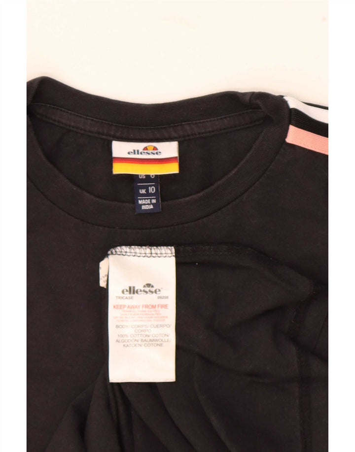 Ellesse Womens übergroßes T-Shirt Top UK 10 kleine schwarze Baumwolle