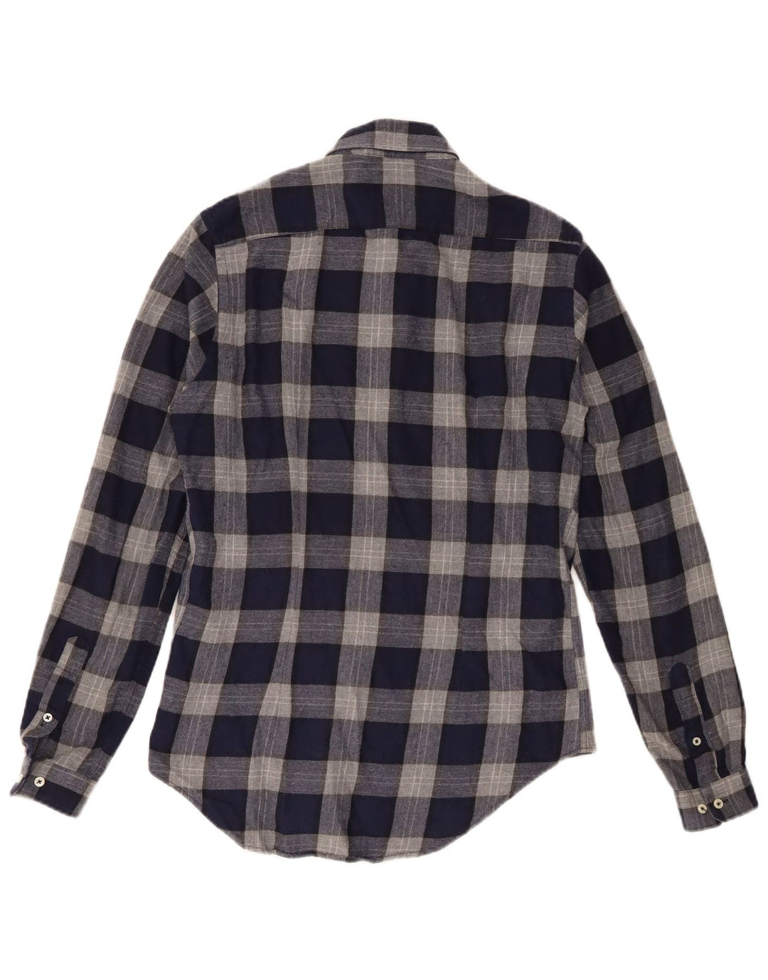 Zara Slim Fit Flanellhemd für Herren, klein, marineblau, kariert, Baumwolle