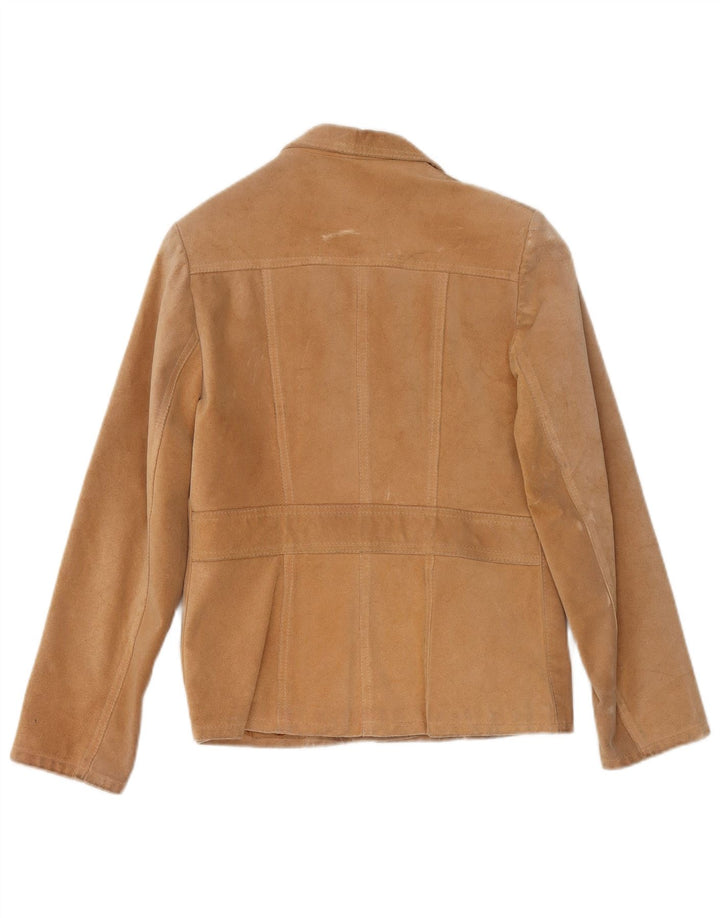 Barone Damen Wildlederjacke UK 10 Small Beige Leder