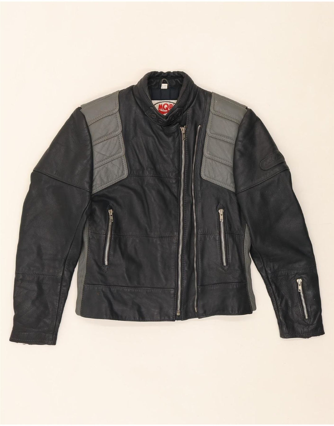 MQP Womens Motorcycle Leather Racer Jacket IT 44 Medium Black Leather Vintage MQP and Second-Hand MQP from Messina Hembry 