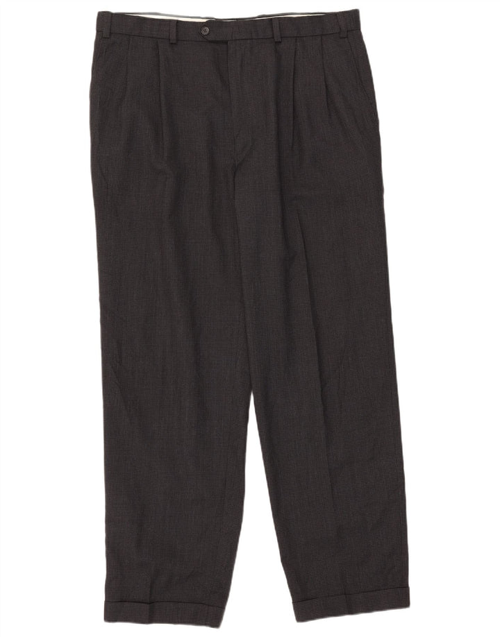 Marks & Spencer Herren-Anzughose mit Pegged-Anzug, W38, L31, grauer Hahnentrittmuster
