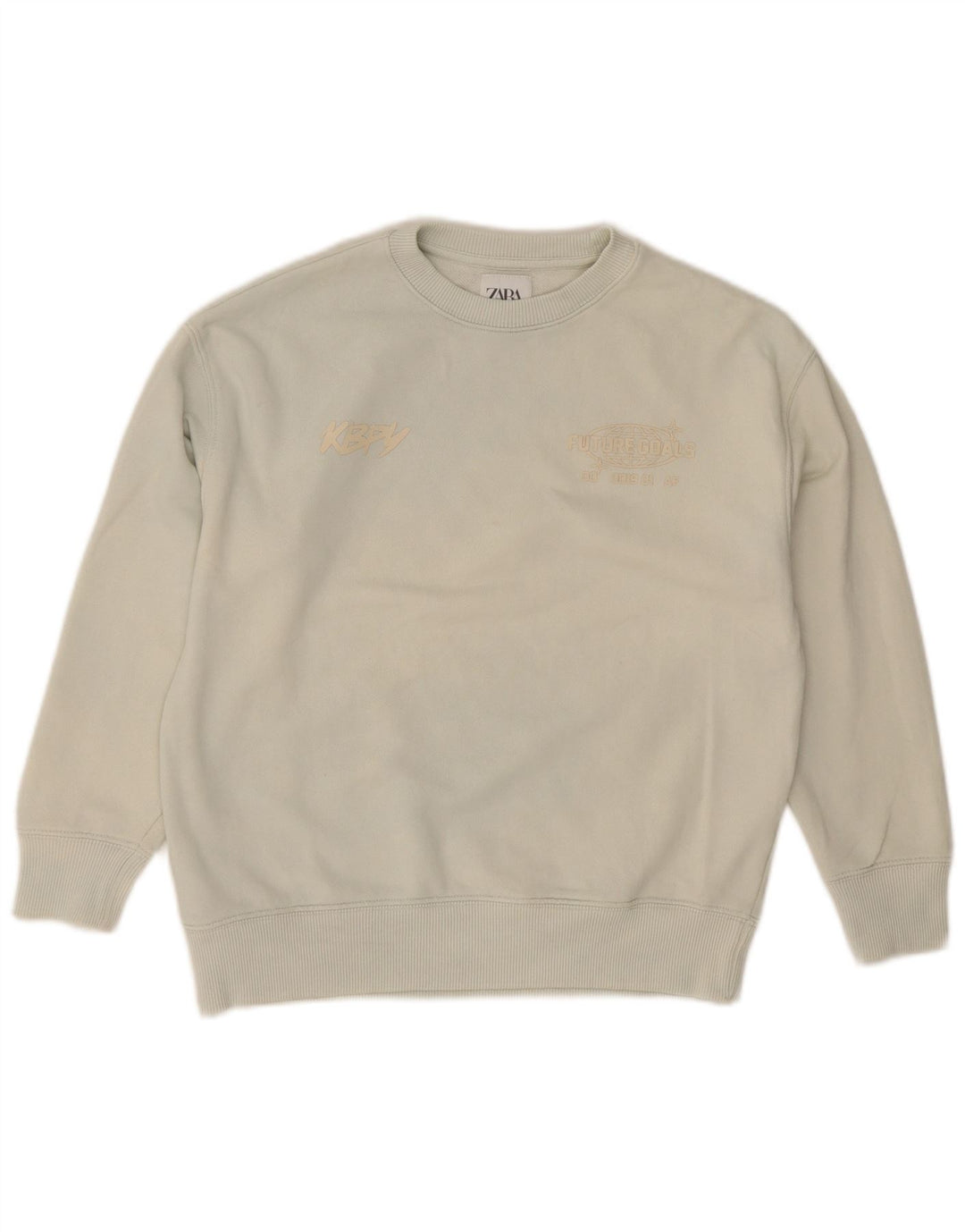 Zara Jungen-Sweatshirt mit Grafik, 9–10 Jahre, grüne Baumwolle