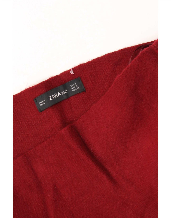 Zara Damen-Strickrock, ausgestellt, Größe S, W26, Burgunderrot