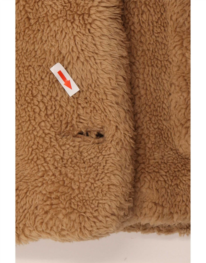 Zara Damen Übergroße Sherpa-Jacke UK 6 XS Braunes Polyester