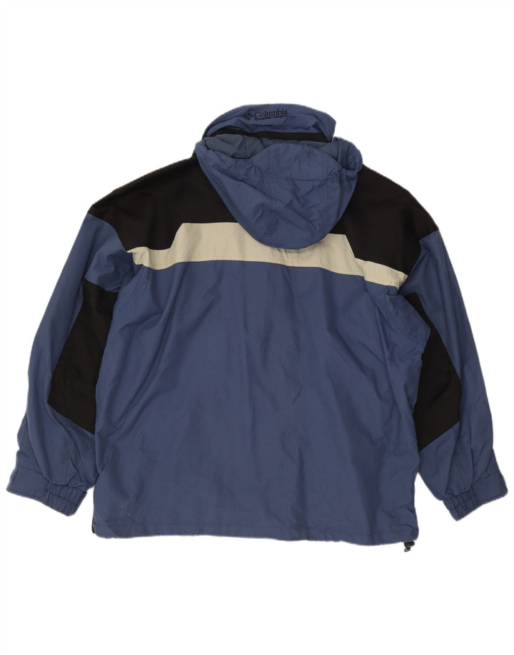 Champion Herren-Windbreakerjacke mit Kapuze, UK 40, Größe L, blaues Colourblock-Nylon