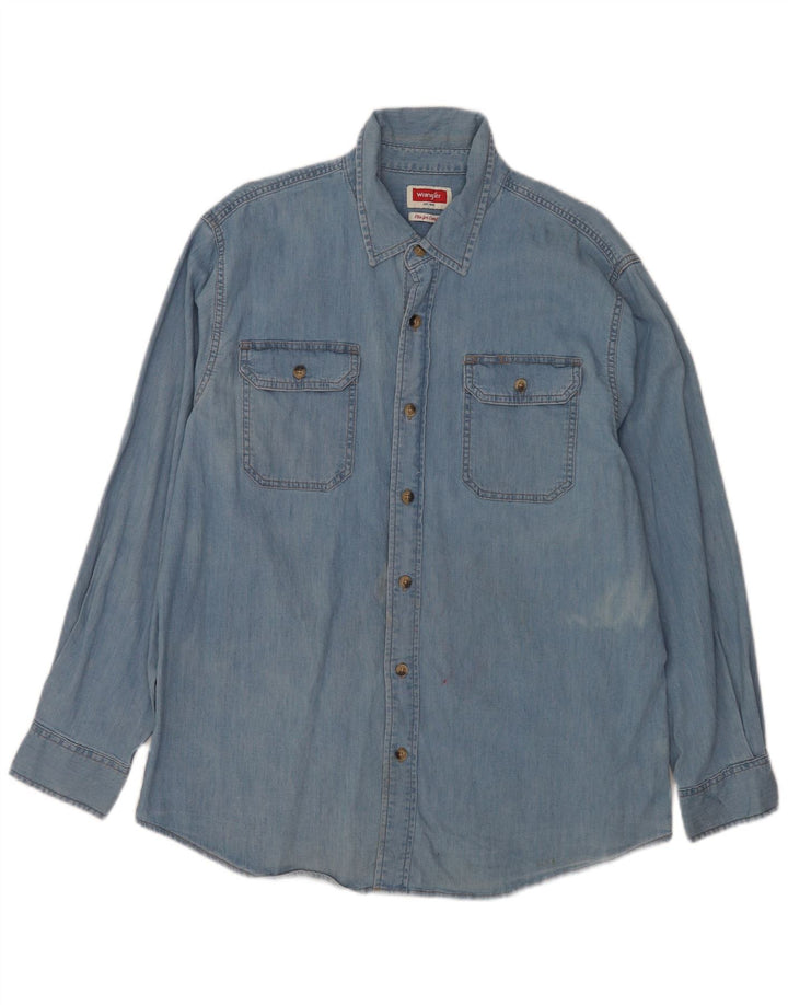 Wrangler Herren-Jeanshemd mit normaler Passform, große blaue Baumwolle