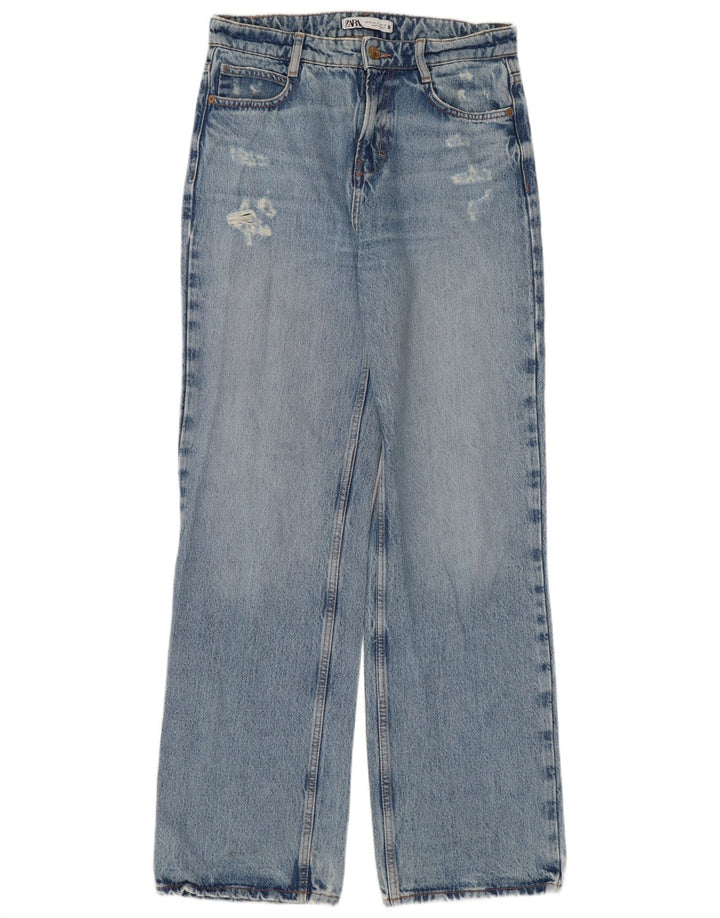 ZARA Damen Distressed Bootcut Jeans EU 36 XS W26 L32 Blau