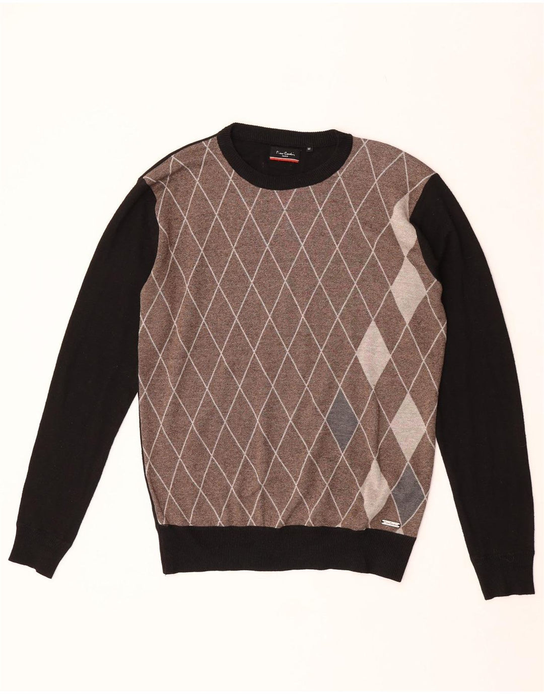 Pierre Cardin Herren-Pullover mit Rundhalsausschnitt, Mittelschwarz, Argyle/Diamant