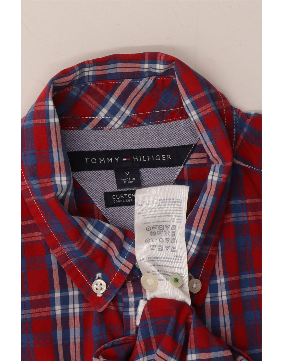 TOMMY HILFIGER Mens Custom Fit Shirt Medium Red Check Cotton Vintage Tommy Hilfiger and Second-Hand Tommy Hilfiger from Messina Hembry 