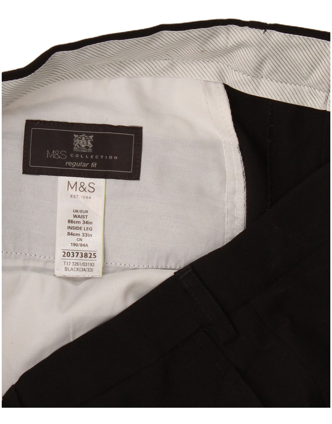 Marks & Spencer Herren-Anzughose mit gerader Passform und normaler Passform, W34, L33, Schwarz