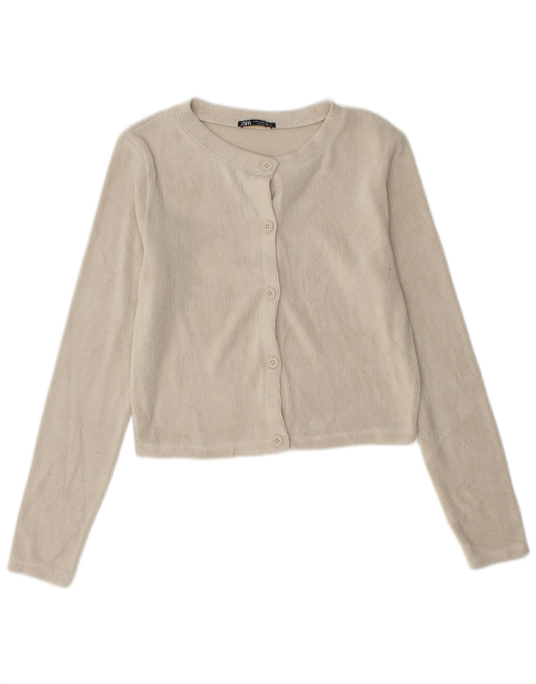 Zara Damen Crop Cardigan Pullover UK 12 Medium Beige