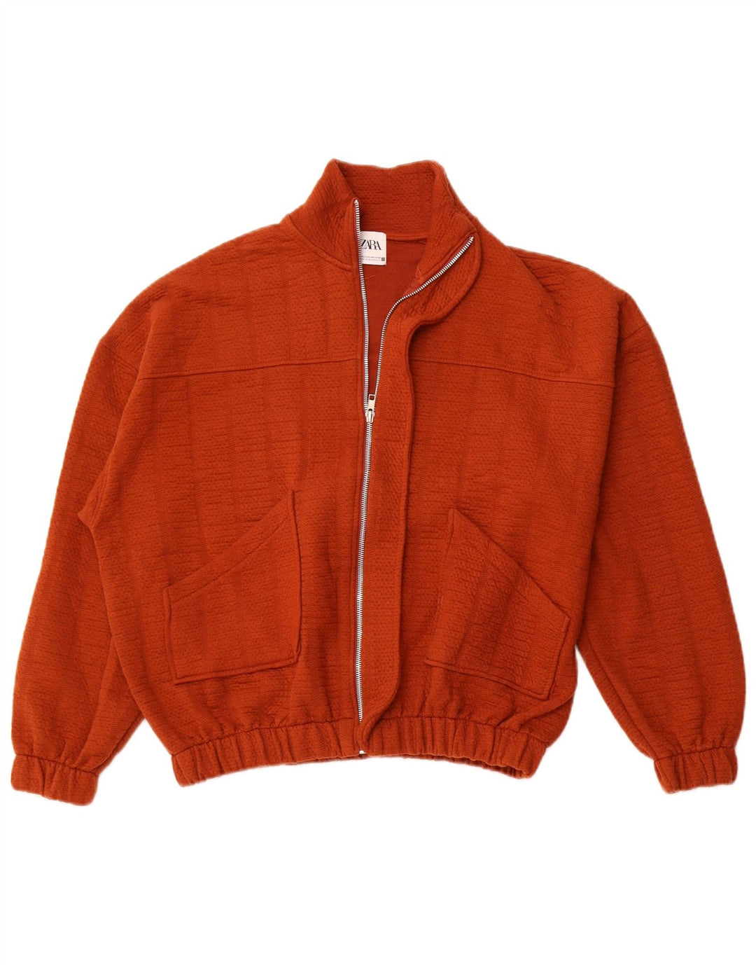 ZARA Damen Übergroße Bomberjacke UK 6 XS Kastanienbraunes Polyester