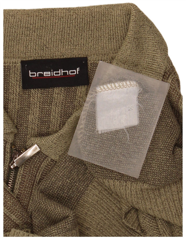 BREIDHOF Herren-Pullover mit Rollkragen, groß, Khaki, gestreift, Polyacryl