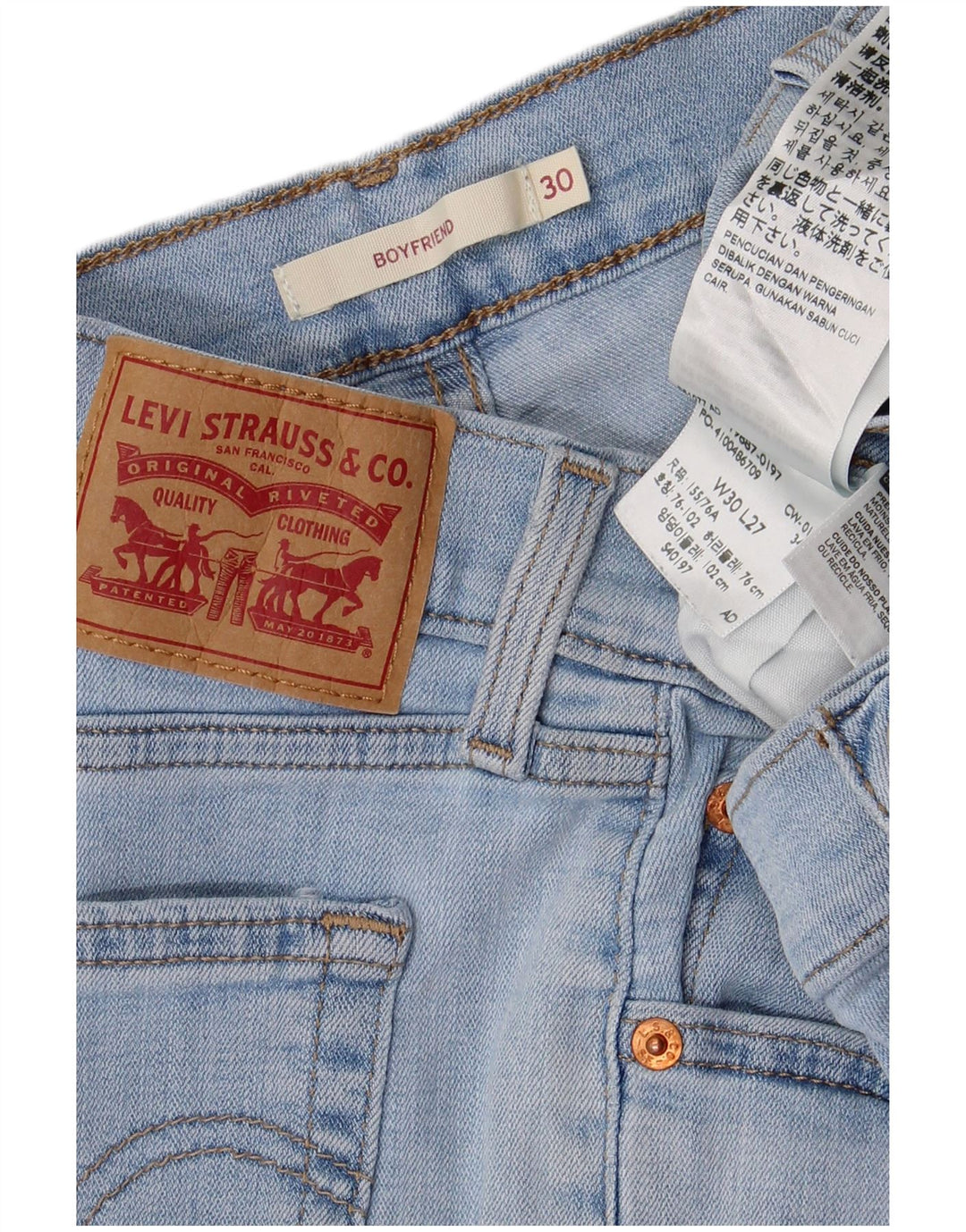 LEVI'S Damen Boyfriend Slim Jeans W30 L27 Blaue Baumwolle