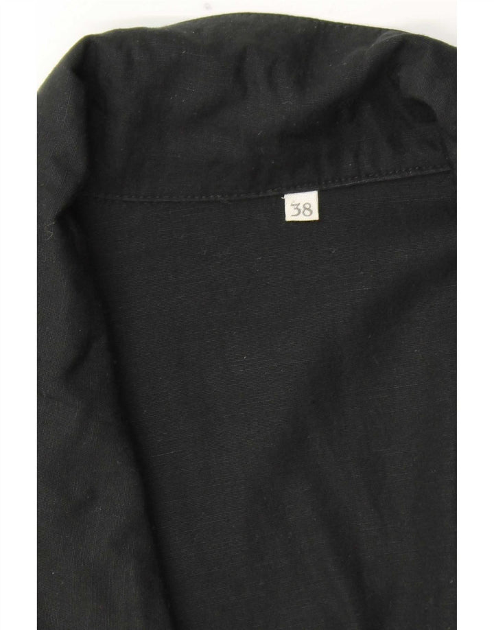 Vintage Damen 3/4 Ärmel Zweireiher Blazer Jacke EU 38 Medium Schwarz